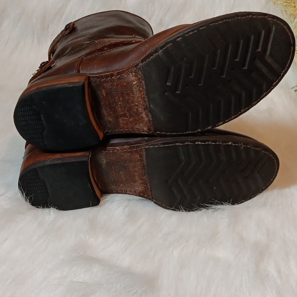 Frye Women Rustic Brown Leather Harness Biker Motorcycle Boots Size 8B - Picture 10 of 13